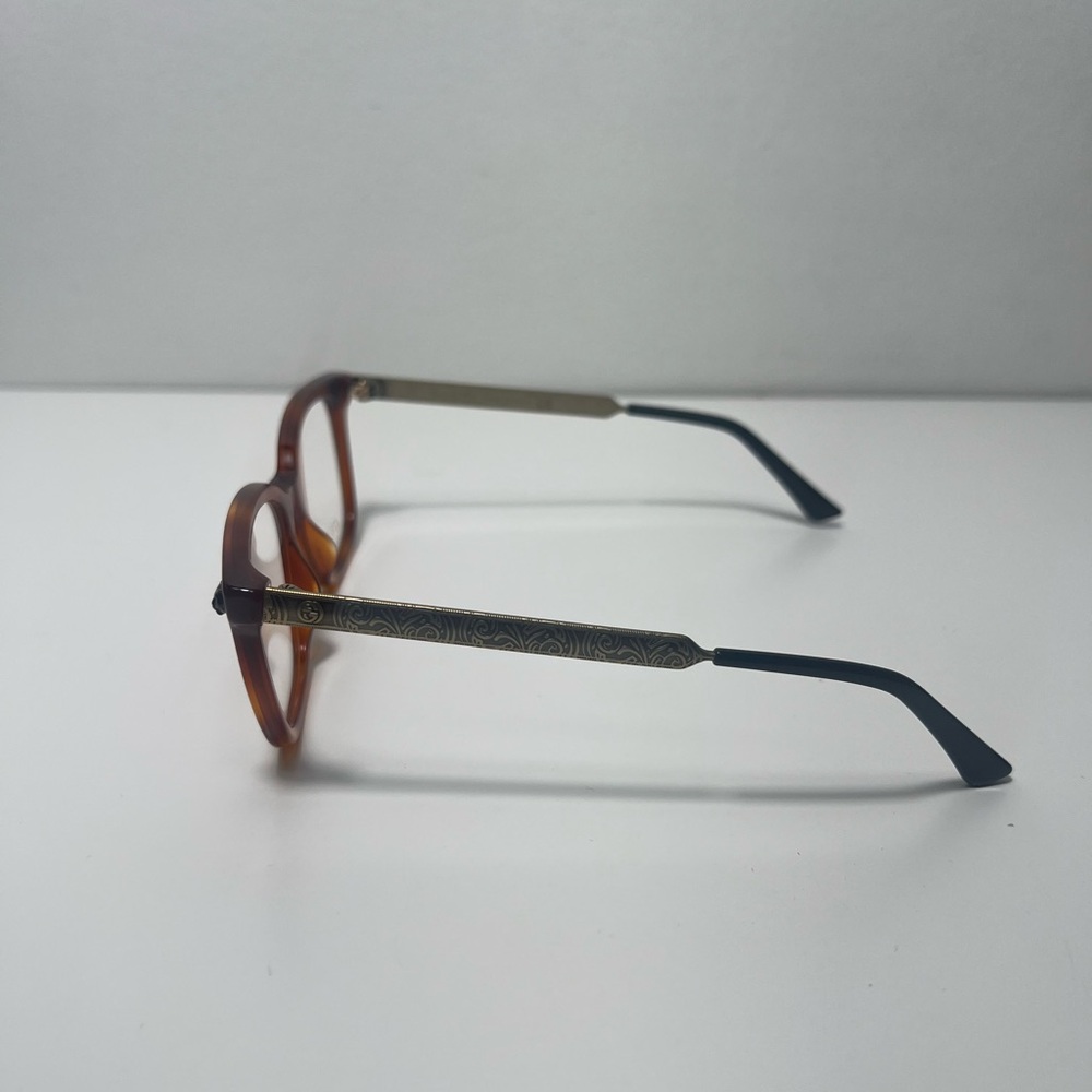 Gucci Marble Tortoise Shell Havana Print Brass Eyeglasses Eye Glasses GG0218O - Picture 8 of 13